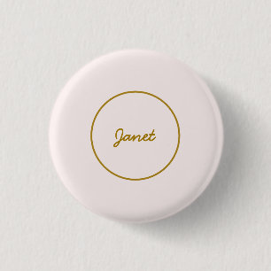 Chapa Redonda De 2,5 Cm Caligrafía elegante de nombre simple en color dora