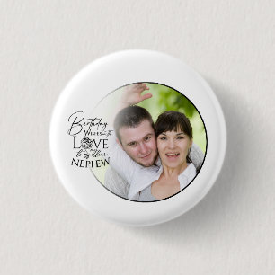 Chapa Redonda De 2,5 Cm Caligrafía Foto Personalizada Cumpleaños Para Sobr