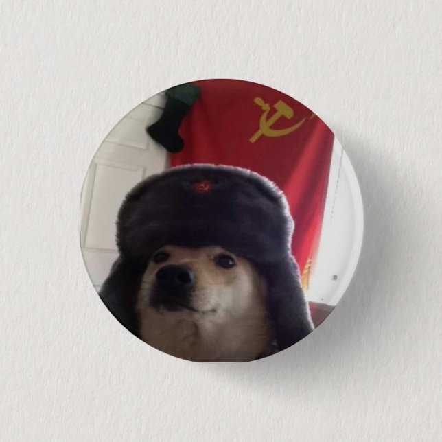 Chapa Redonda De 2,5 Cm Camarada Doge el Doggo comunista Pupper (Anverso)