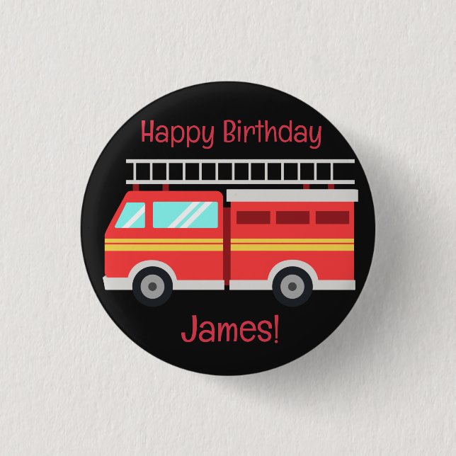 Chapa Redonda De 2,5 Cm Camión de bomberos personalizado (Anverso)