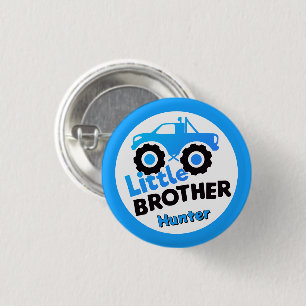 Chapa Redonda De 2,5 Cm Camión Monstruo Hermano Menor Personalizado Azul
