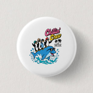 Chapa Redonda De 2,5 Cm Camiseta Chillin Crew Surf Club Pingüino Delfín
