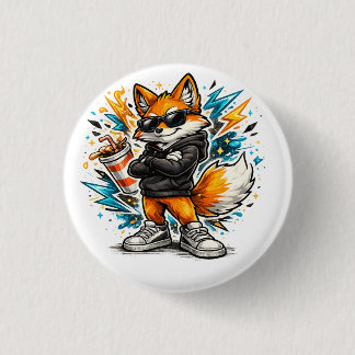 Chapa Redonda De 2,5 Cm Camiseta Cool Street Fox | Zorro de Graffiti Urban