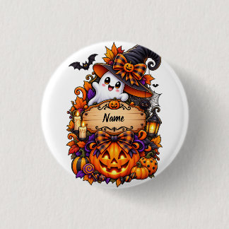 Chapa Redonda De 2,5 Cm Camiseta de Halloween con fantasma lindo personali
