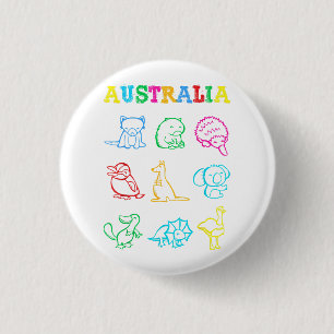 Chapa Redonda De 2,5 Cm Camiseta de niño pequeño del día de Australia Anim