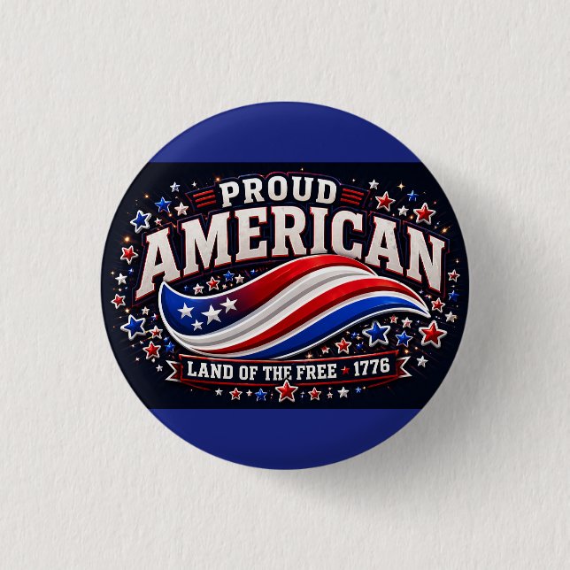 Chapa Redonda De 2,5 Cm Camiseta Patriótica Americana Orgullosa – Tierra d (Anverso)