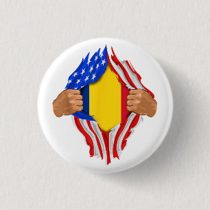 Chapa Redonda De 2,5 Cm Camiseta Sangre Rumana Dentro de Mí Bandera de Rum