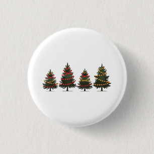 Chapa Redonda De 2,5 Cm Camisetas De Navidad Árbol De Navidad Alegre Para