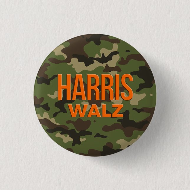 Chapa Redonda De 2,5 Cm Camouflage Harris Walz 2024 (Anverso)