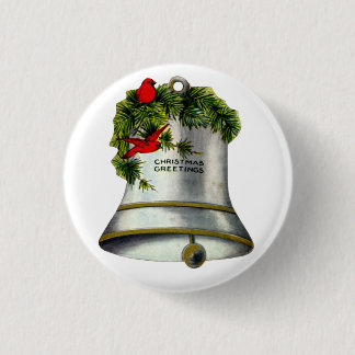 Chapa Redonda De 2,5 Cm Campana de Navidad de Plata