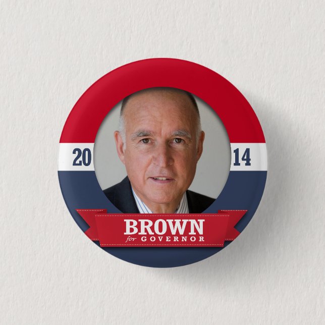 CHAPA REDONDA DE 2,5 CM CAMPAÑA JERRY BROWN (Anverso)