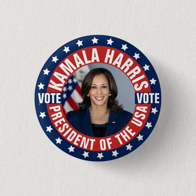 Chapa Redonda De 2,5 Cm Campaña Kamala Harris (Anverso)