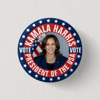 Chapa Redonda De 2,5 Cm Campaña Kamala Harris