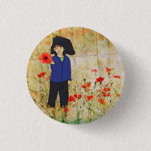 Chapa Redonda De 2,5 Cm Campo de amapola