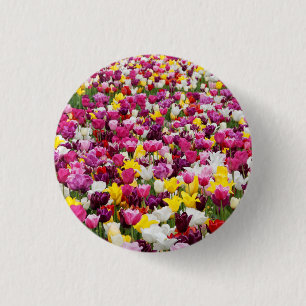 Chapa Redonda De 2,5 Cm campo lleno de tulipanes