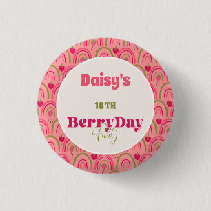 Chapa Redonda De 2,5 Cm Campos de fresa Delight Birday
