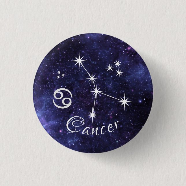 Chapa Redonda De 2,5 Cm Cancer Badge, Zodiac Horoscope Badge (Anverso)