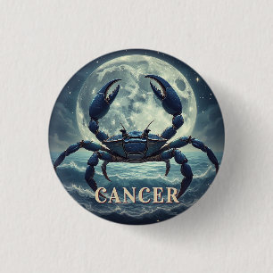 Chapa Redonda De 2,5 Cm Cáncer Zodíaco Cangrejo Azul Océano a la Luz de la