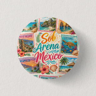 Chapa Redonda De 2,5 Cm Cancun Sol Arena México Playas Hermosas Tropical