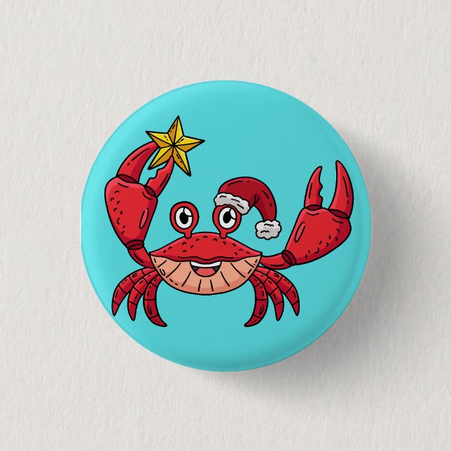 Chapa Redonda De 2,5 Cm Cangrejo de Navidad (Anverso)