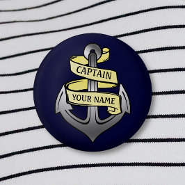 Chapa Redonda De 2,5 Cm Capitán del buque personalizable Su Nombre Anclaje