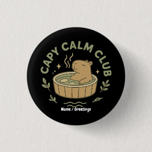 Chapa Redonda De 2,5 Cm Capy Calm Club Capybara Lindo Estética Retro Acoge