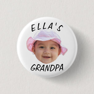 Chapa Redonda De 2,5 Cm Cara de bebé personalizada con foto y texto Abuelo