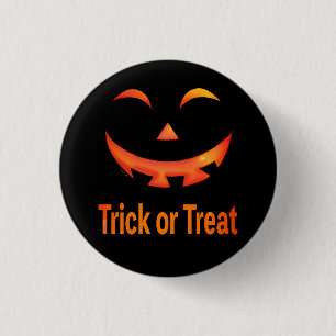 Chapa Redonda De 2,5 Cm Cara de calabaza de Halloween 'Truco o trato'