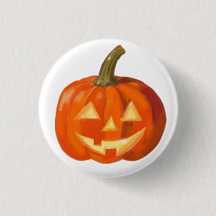 Chapa Redonda De 2,5 Cm Cara de calabaza pintada