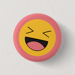 Chapa Redonda De 2,5 Cm Cara de Emoji Riéndose Divertida