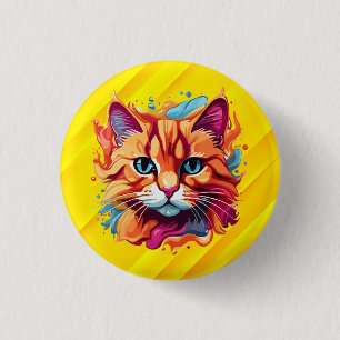 Chapa Redonda De 2,5 Cm Cara de gato de color lindo-87002