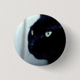Chapa Redonda De 2,5 Cm Cara de gato negro