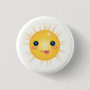 Chapa Redonda De 2,5 Cm Cara de sol feliz y Personalizado