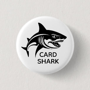 Chapa Redonda De 2,5 Cm Card Shark Crucero de Tiburón Blanco