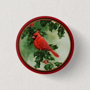 Chapa Redonda De 2,5 Cm Cardenal norte masculino y holly