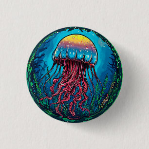 Chapa Redonda De 2,5 Cm Caricatura de medusa