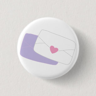 Chapa Redonda De 2,5 Cm Carta de amor romántico con sello de corazón