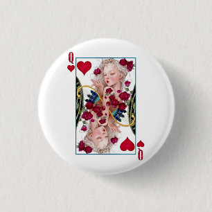 Chapa Redonda De 2,5 Cm Carta de juego de la Reina de los Corazones con gr