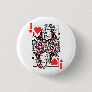 Chapa Redonda De 2,5 Cm Carta de juego de la Reina de los Corazones con gr