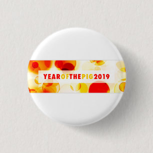 Chapa Redonda De 2,5 Cm Cartel de Bokeh del Año del Cerdo 2019