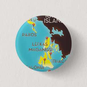Chapa Redonda De 2,5 Cm Cartel del mapa de las Islas Jónicas.