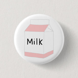 Chapa Redonda De 2,5 Cm Cartón de Leche Rosa y Blanco