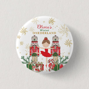 Chapa Redonda De 2,5 Cm Cascanueces Invierno Onederland 1er Cumpleaños Roj