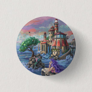 Chapa Redonda De 2,5 Cm Castillo de Mermaid