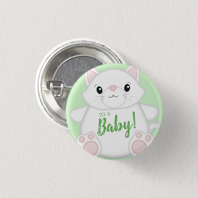 Chapa Redonda De 2,5 Cm Cat Baby Shower Kitty (Anverso y reverso)