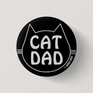 Chapa Redonda De 2,5 Cm CAT DAD en blanco y negro