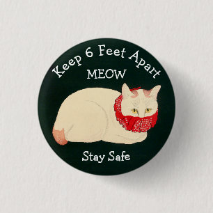 Chapa Redonda De 2,5 Cm Cat Keeping 6 Feet Apart