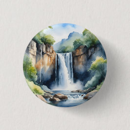 Chapa Redonda De 2,5 Cm Catarata pintada con acuarela