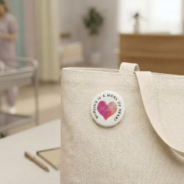 Chapa Redonda De 2,5 Cm Celebra a las enfermeras Corazón de acuarela rosa