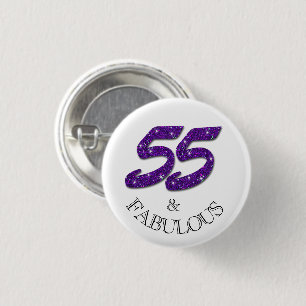 Chapa Redonda De 2,5 Cm Celebración de cumpleaños número 55 fabulosa con b